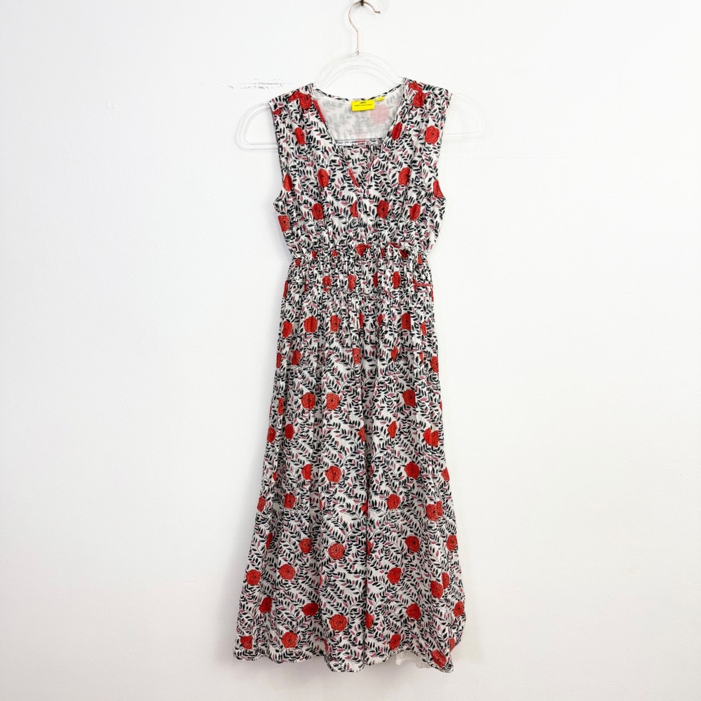 Roller‎ Rabbit Floral Sleeveless Midi Dress Women's XS Smocked Viscose Blend